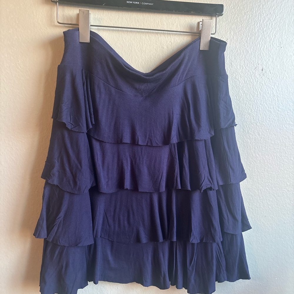 INC International Concepts Navy Tiered Mini Skirt